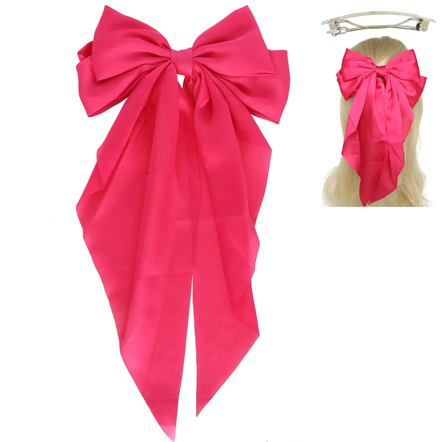 Fashion Fabric Bow Ribbon Barrette Hair Clip SP Sophia Collection