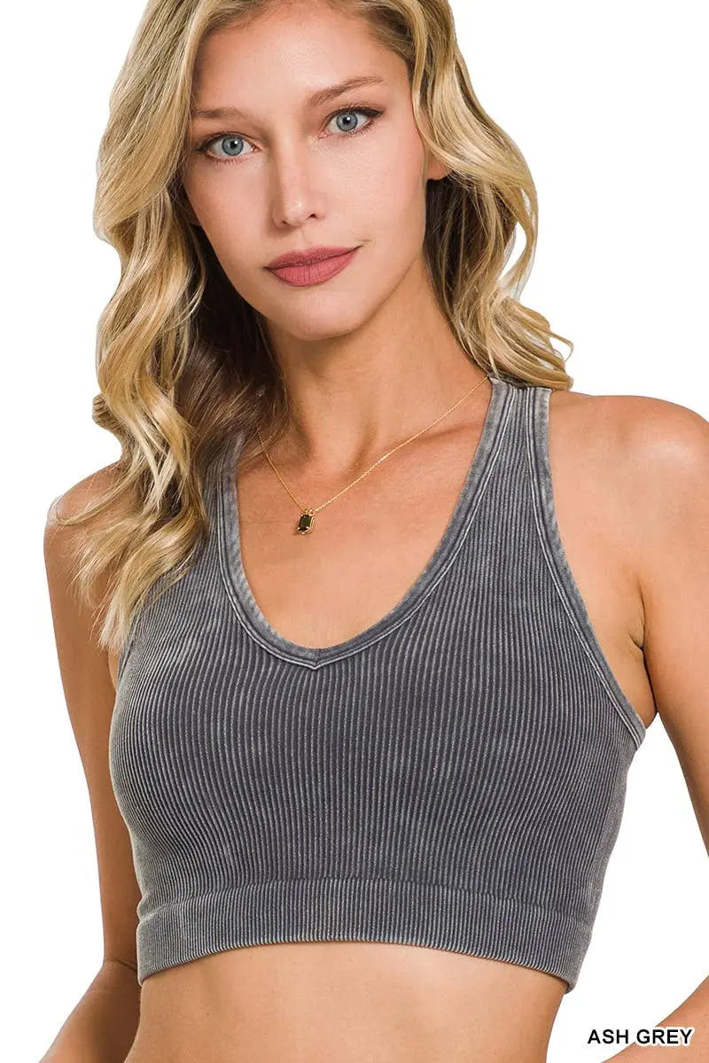 Washed rib Seamless Racerback Bra - Branded By Barta