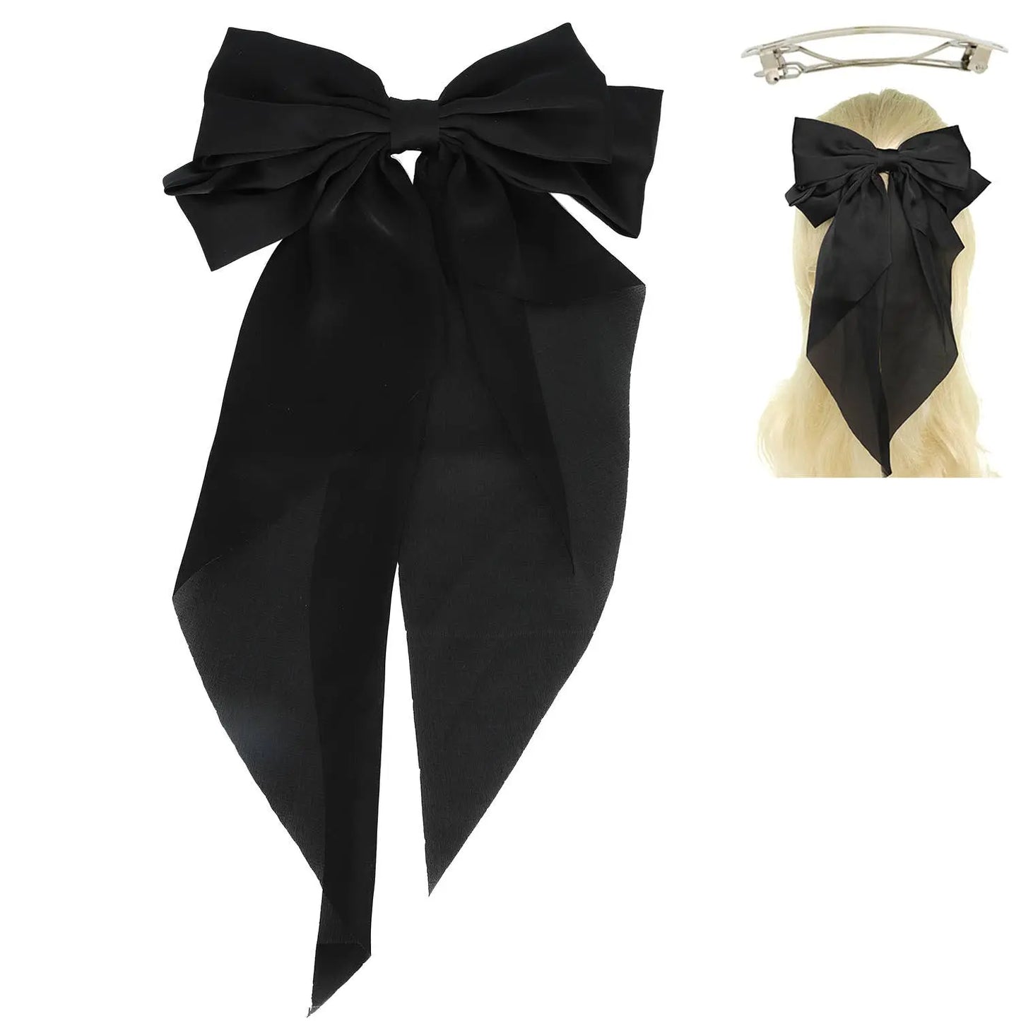 Fashion Fabric Bow Ribbon Barrette Hair Clip SP Sophia Collection