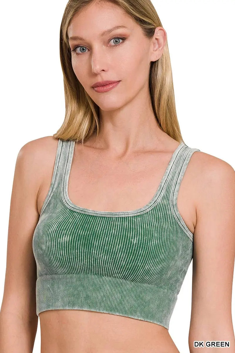 Washed Rib Square neck Crop Tank - Branded By Barta