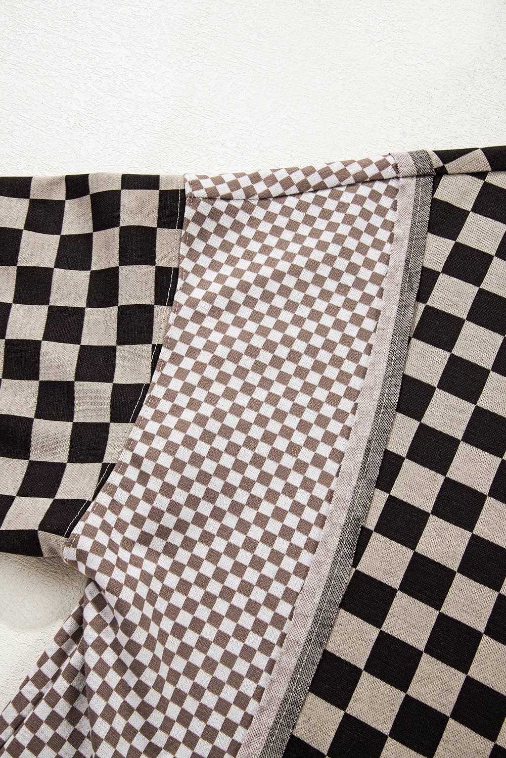 66Mixed Checkered Pattern Patchwork High Low Top (S-XL) 66DISCO