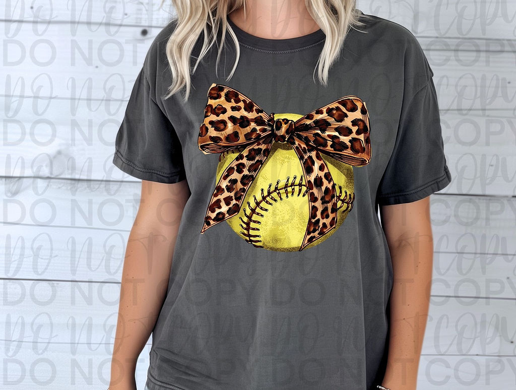 Softball Leopard Bow