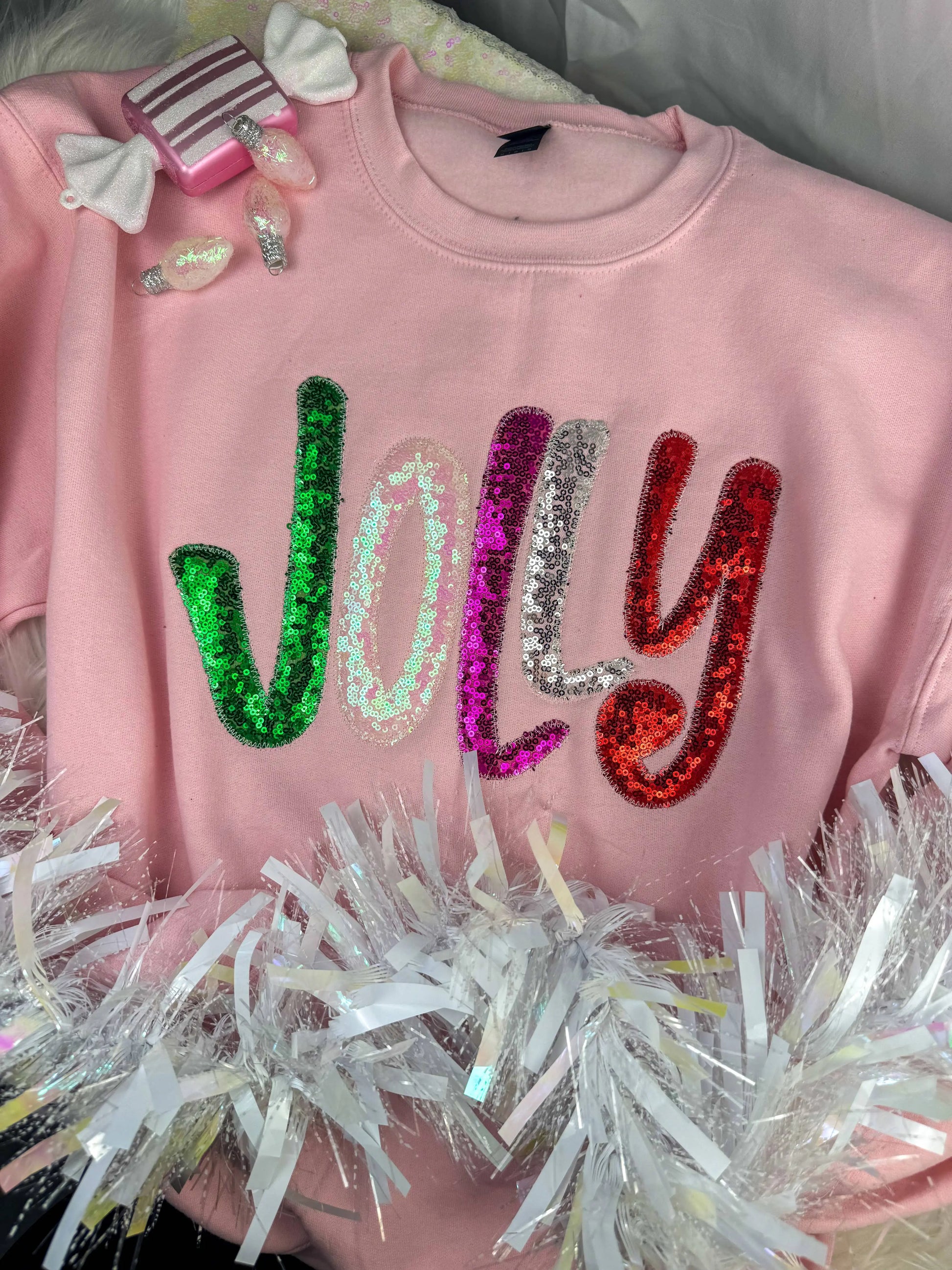Pink Jolly Merry (Christmas) Sweatshirt Shop Southern Belle