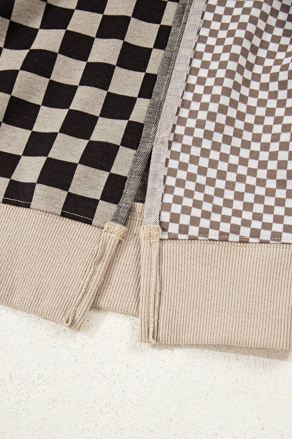 66Mixed Checkered Pattern Patchwork High Low Top (S-XL) 66DISCO