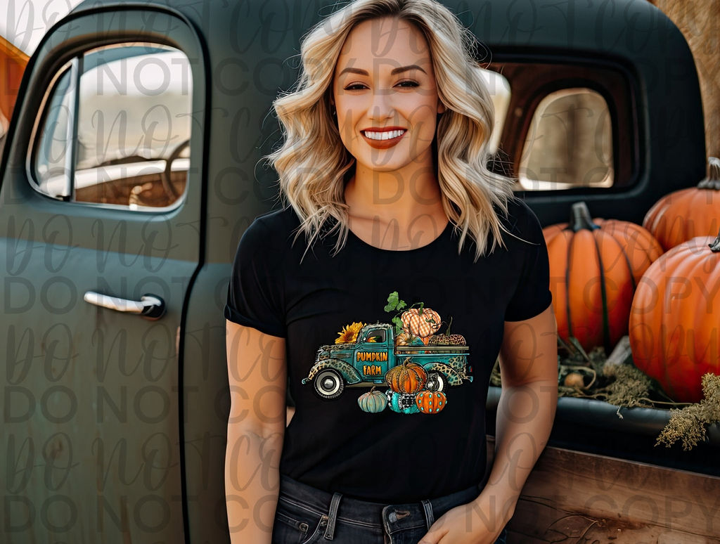 Pumpkin Farm Teal Truck