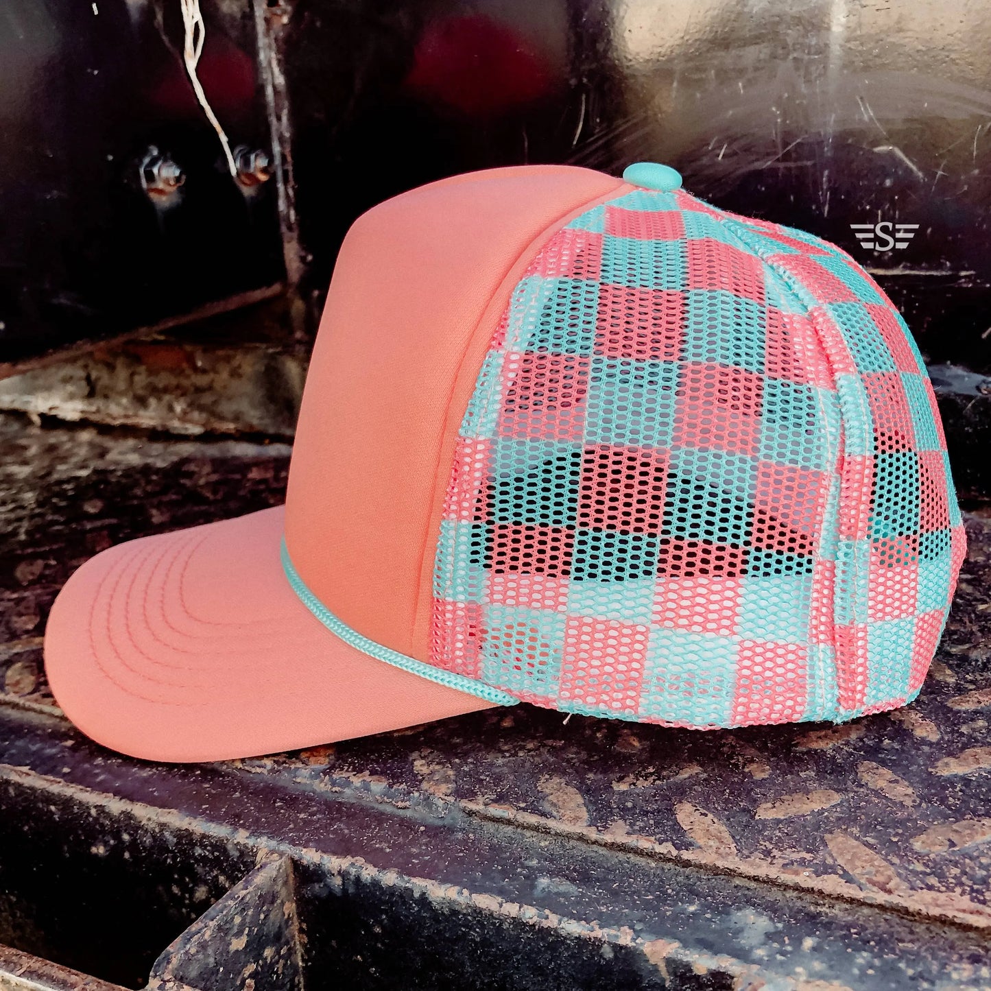 Checkered Mesh Back Foam Trucker Cap - Branded By Barta
