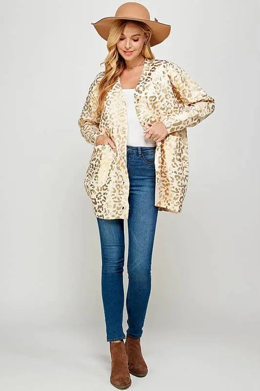 Golden Foil Animal Print Women's Cardigan 5189ICD Twentyten