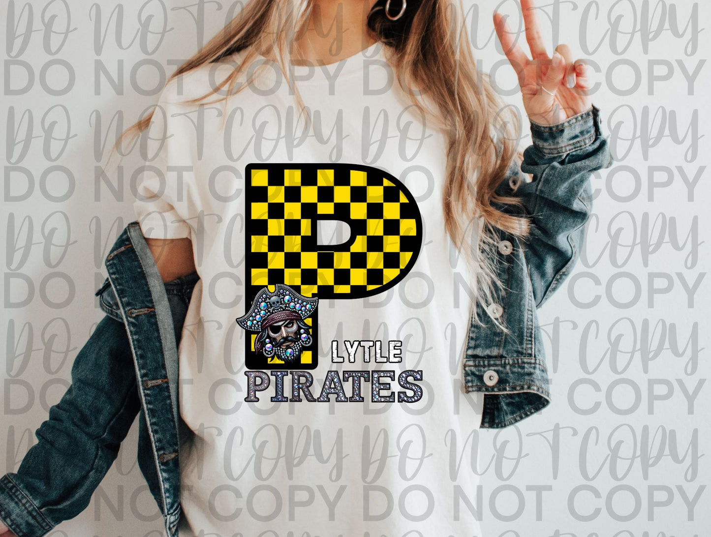 Pirates Checkered Rhinestone Tee