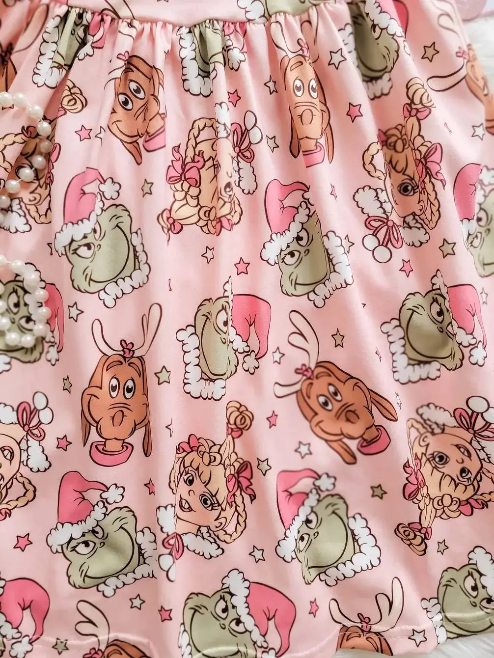Christmas Girl Fun Character Dress - Pink Grinch Cindy Lou Rufflеѕ & Bоwtіеѕ - Affordable Boys & Girls Clothing
