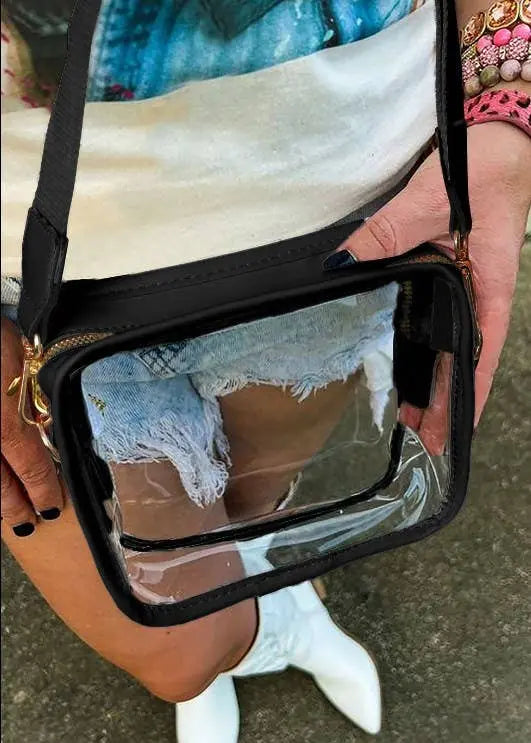 Mustard Clear PVC Leather Strap Crossbody Bag Lovesoft