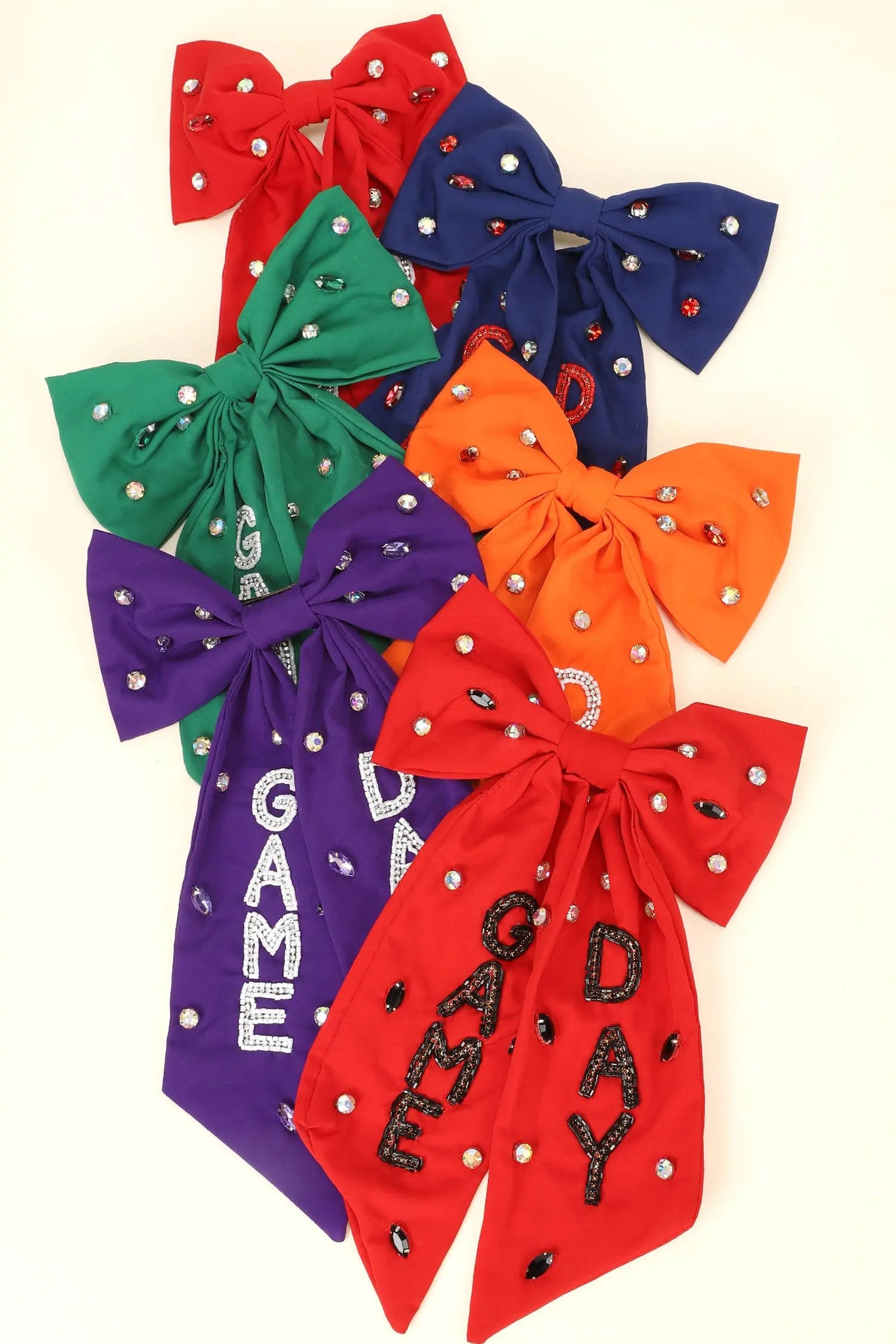 Game Day Bead Gemstone Bow Barrette Hair Clip SP Sophia Collection