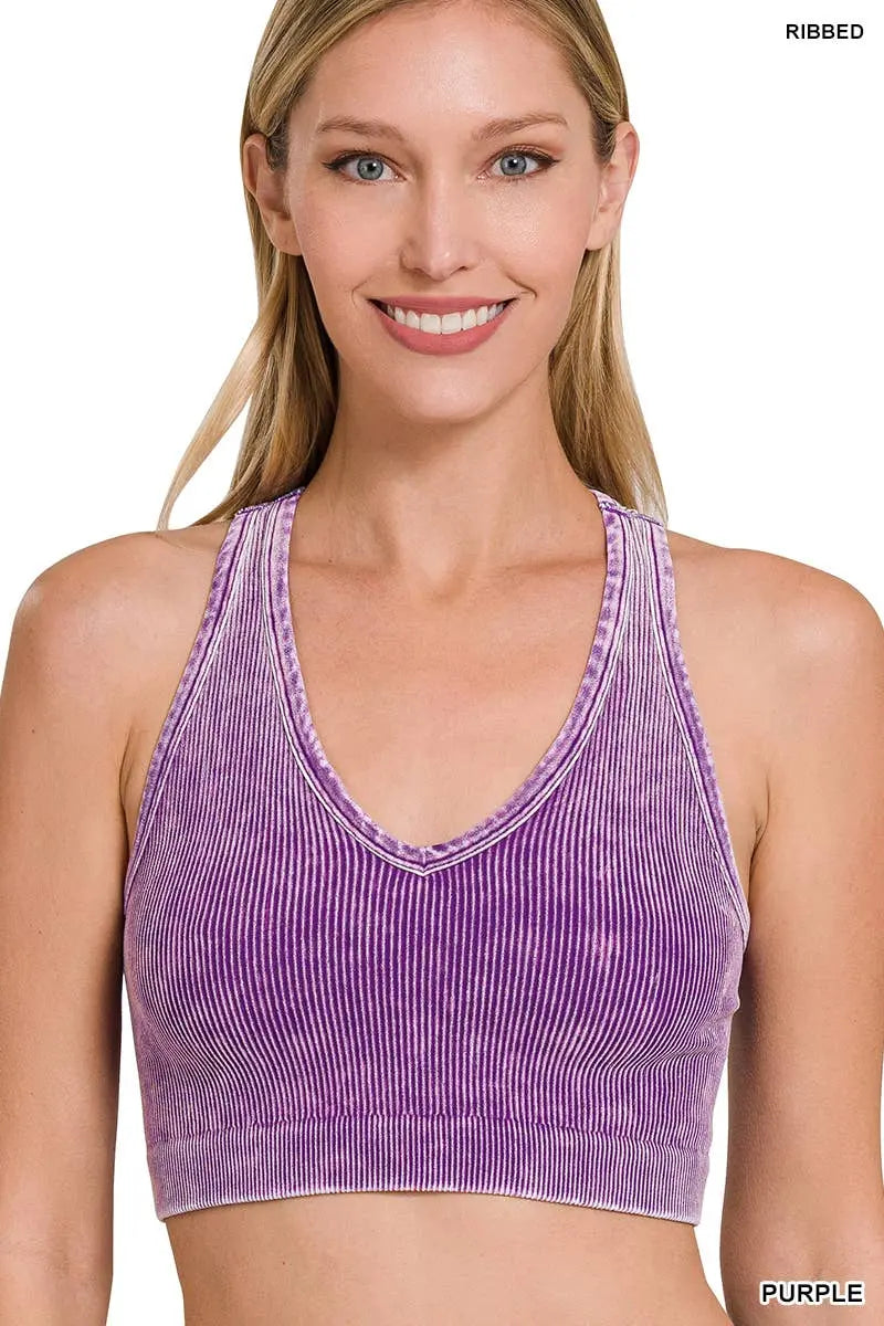 Washed rib Seamless Racerback Bra - Branded By Barta