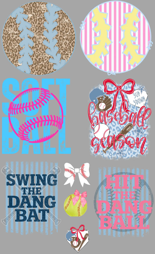 Baseball/ Softball Gang Sheet Mini 3 Branded By Barta