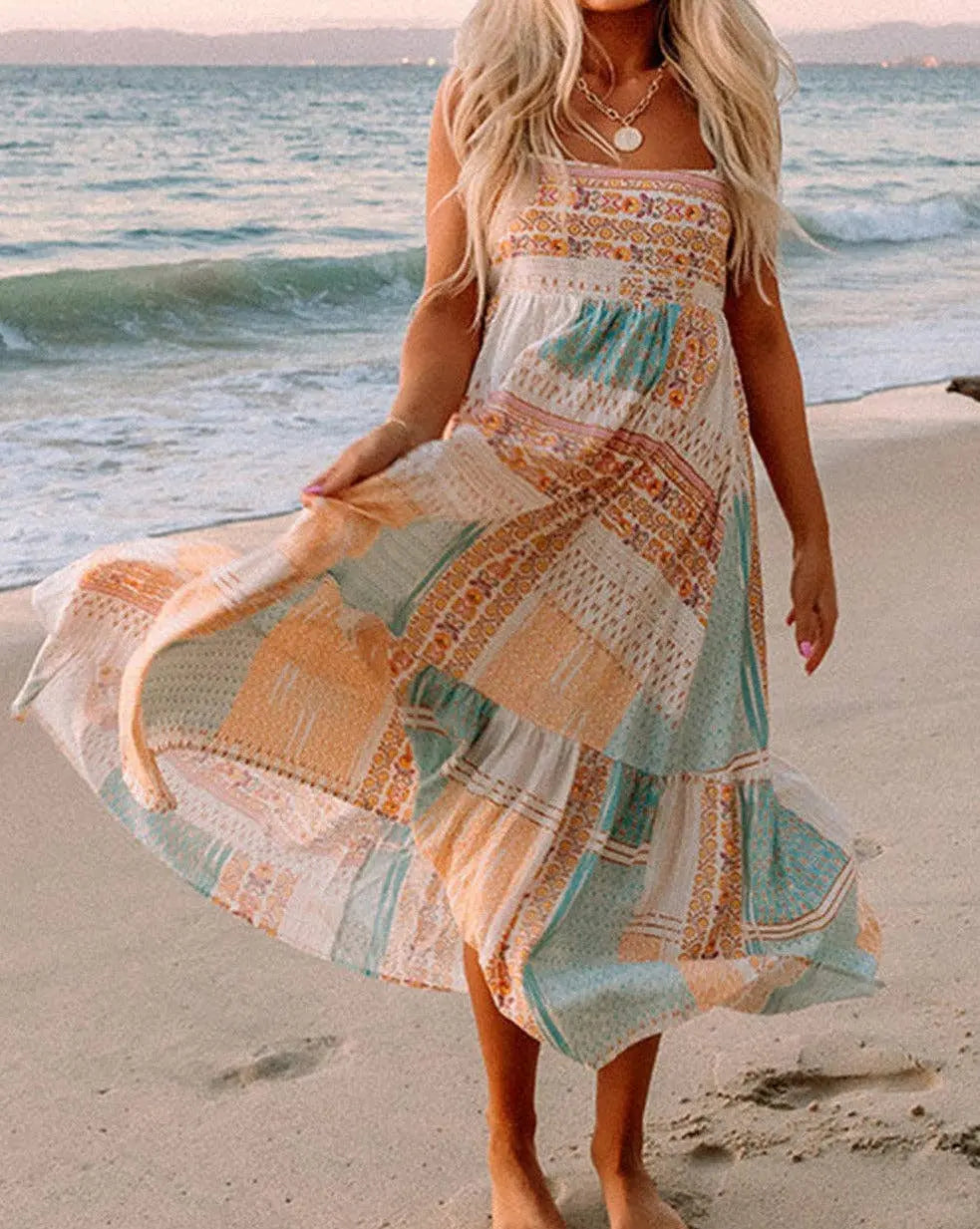 Boho Floral Square Neck Sundress - Branded By Barta