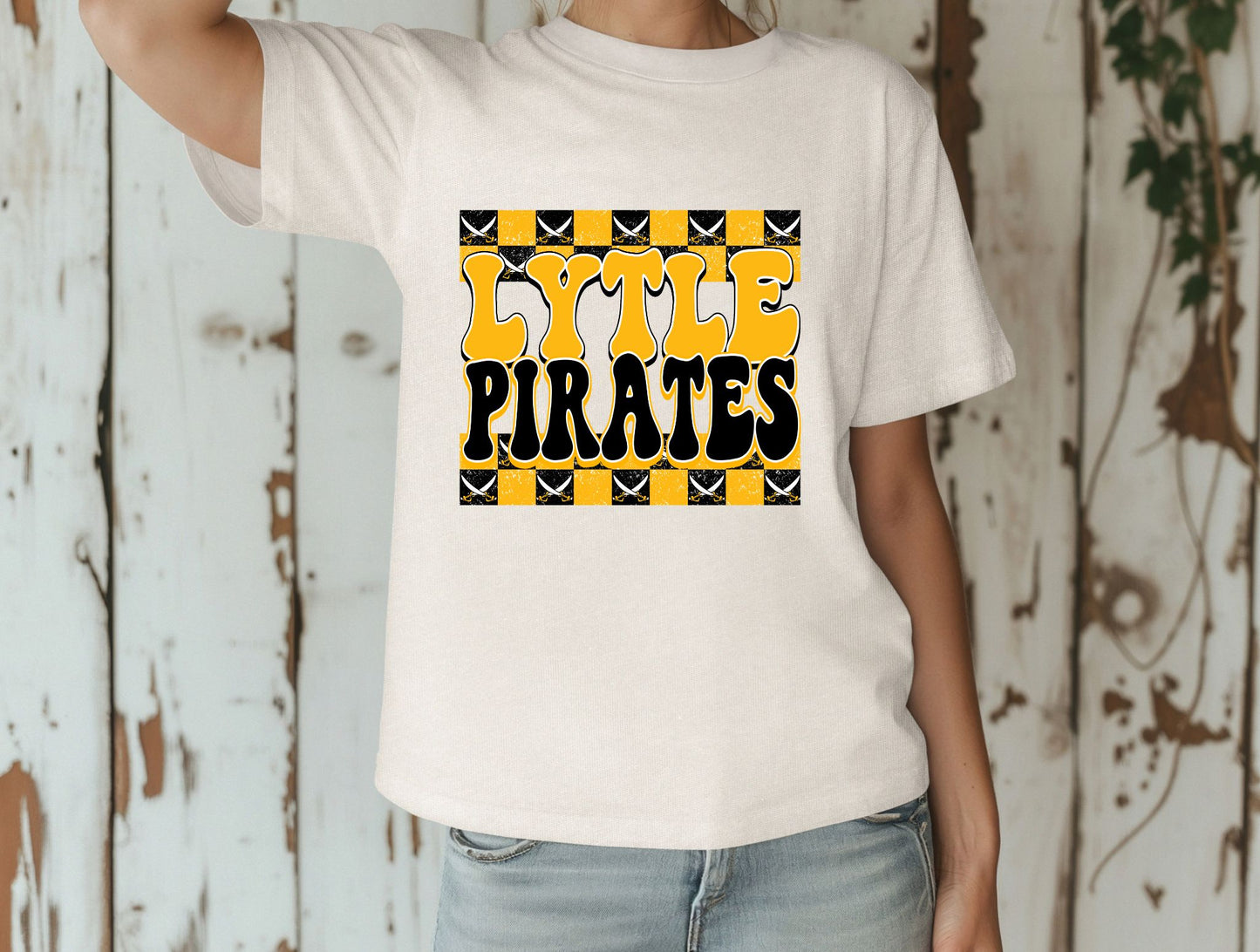 Lytle Pirates Retro Checkered Tee