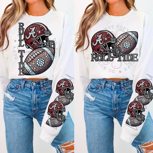 Rolltide Rhinestone Football