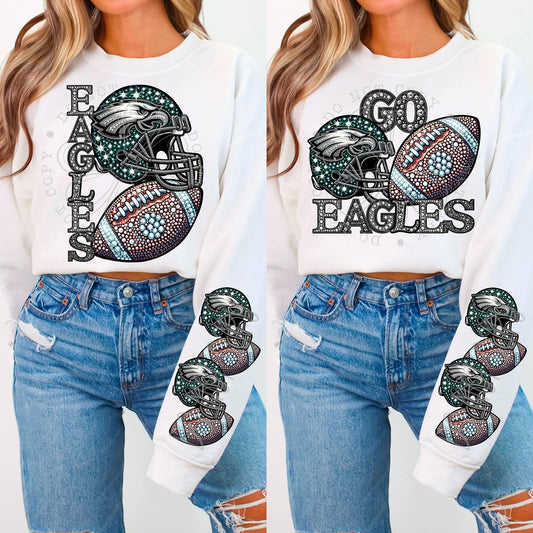 Eagles Rhinestone Football