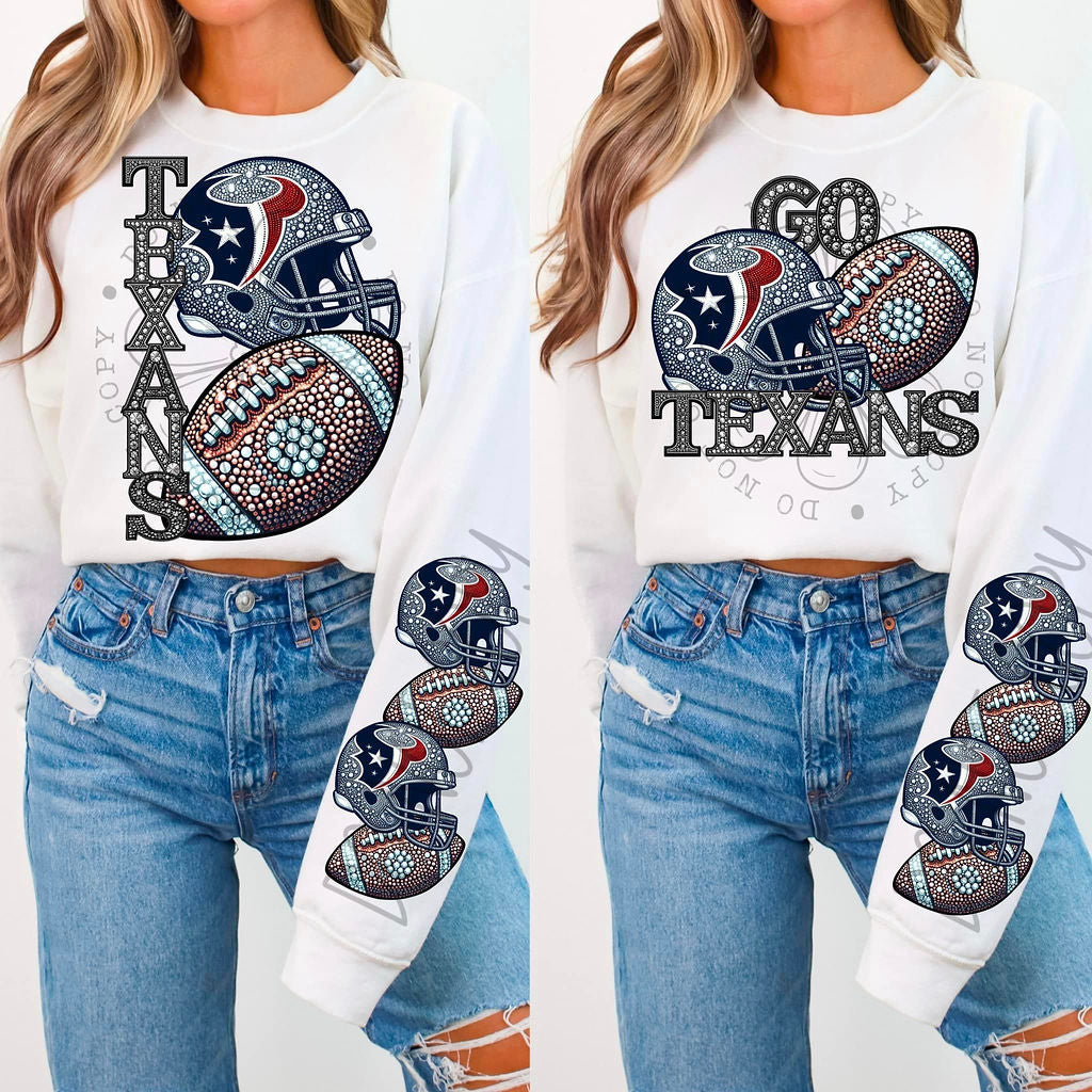 Texans Rhinestone Football