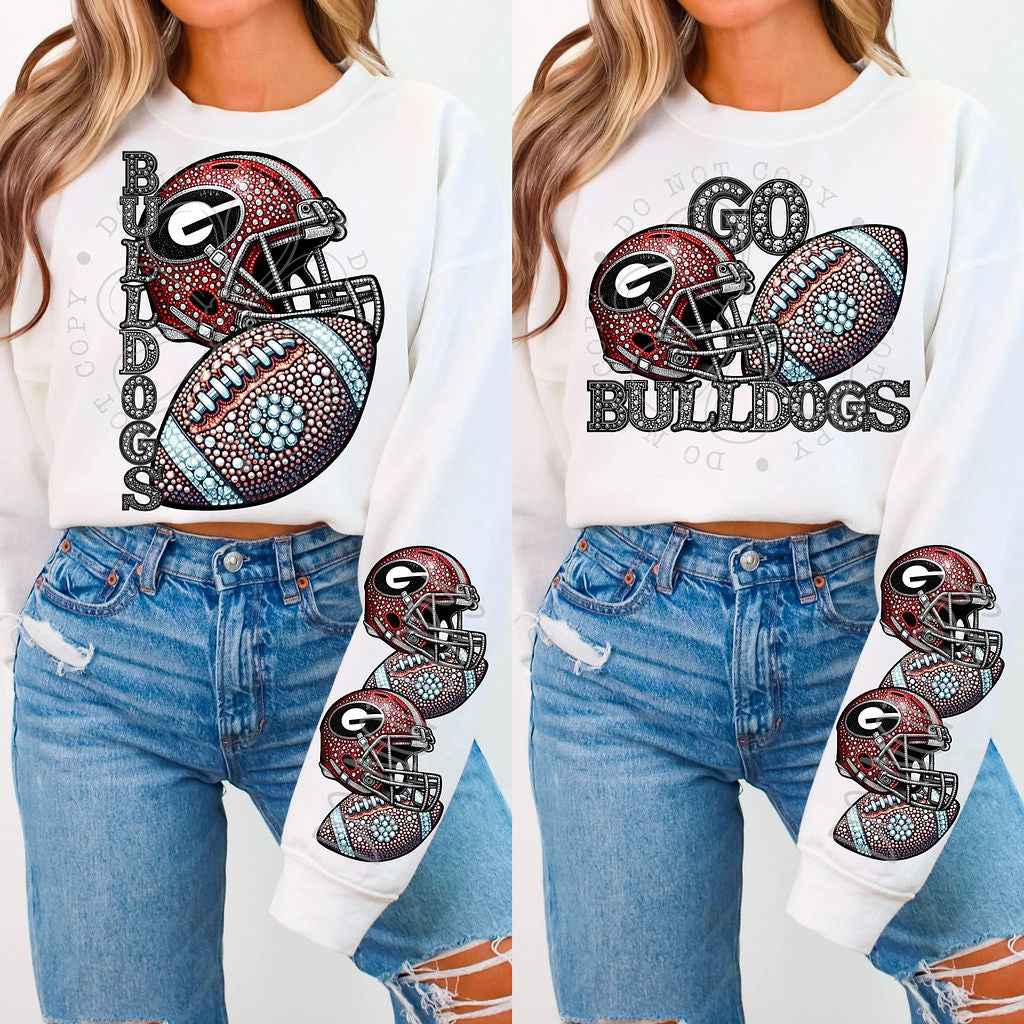 Bulldogs Rhinestone Football