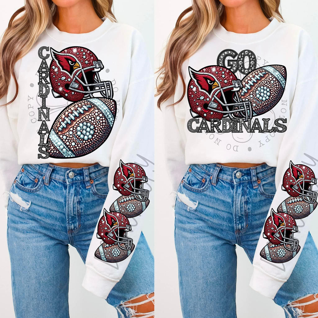 Cardinals Rhinestone Football