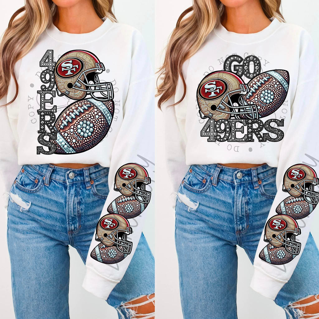 49ers Rhinestone Football