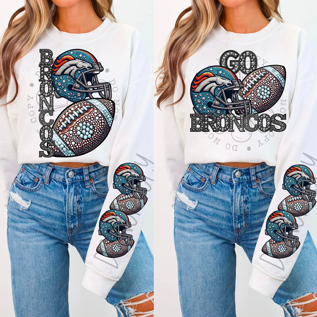 Broncos Rhinestone Football