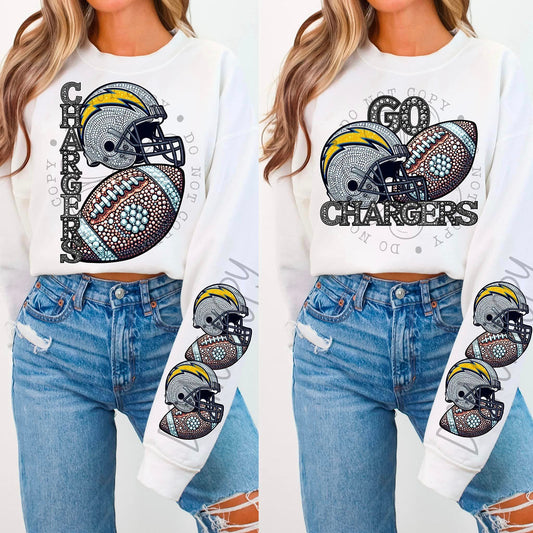 Chargers Rhinestone Football