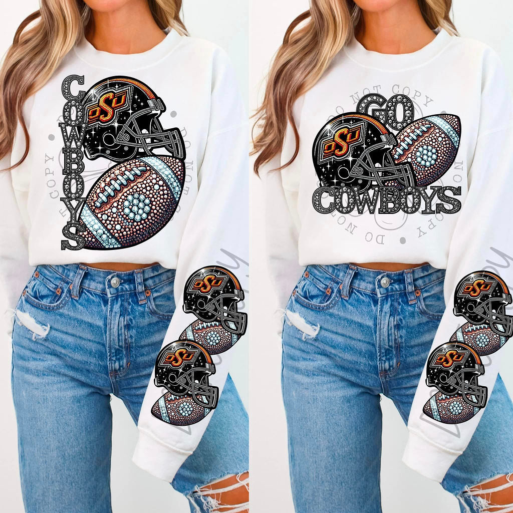 Cowboys OSU Rhinestone Football