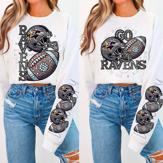 Ravens Rhinestone Football