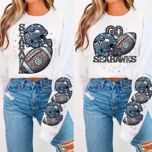 Seahawks Rhinestones Rhinestone Football - Branded By Barta – BBB Powered By ODS