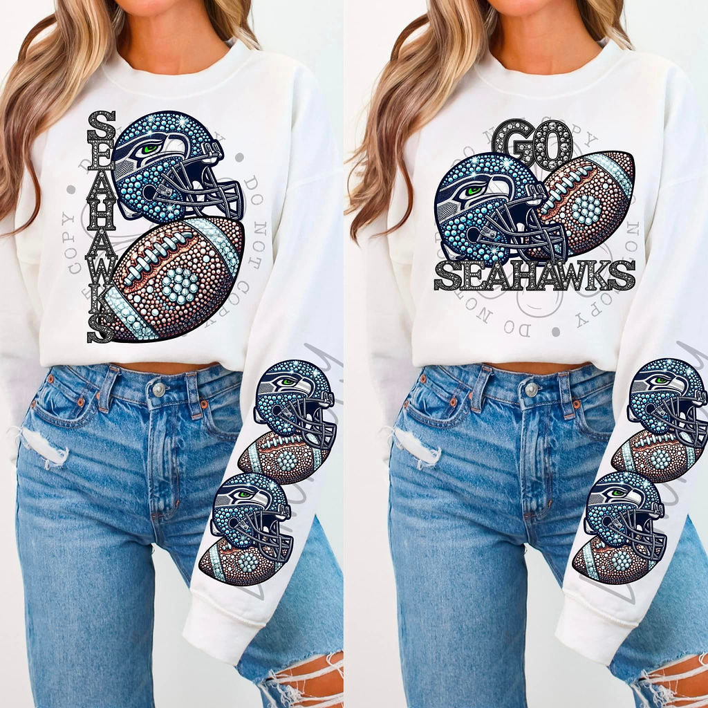 Seahawks Rhinestone Football