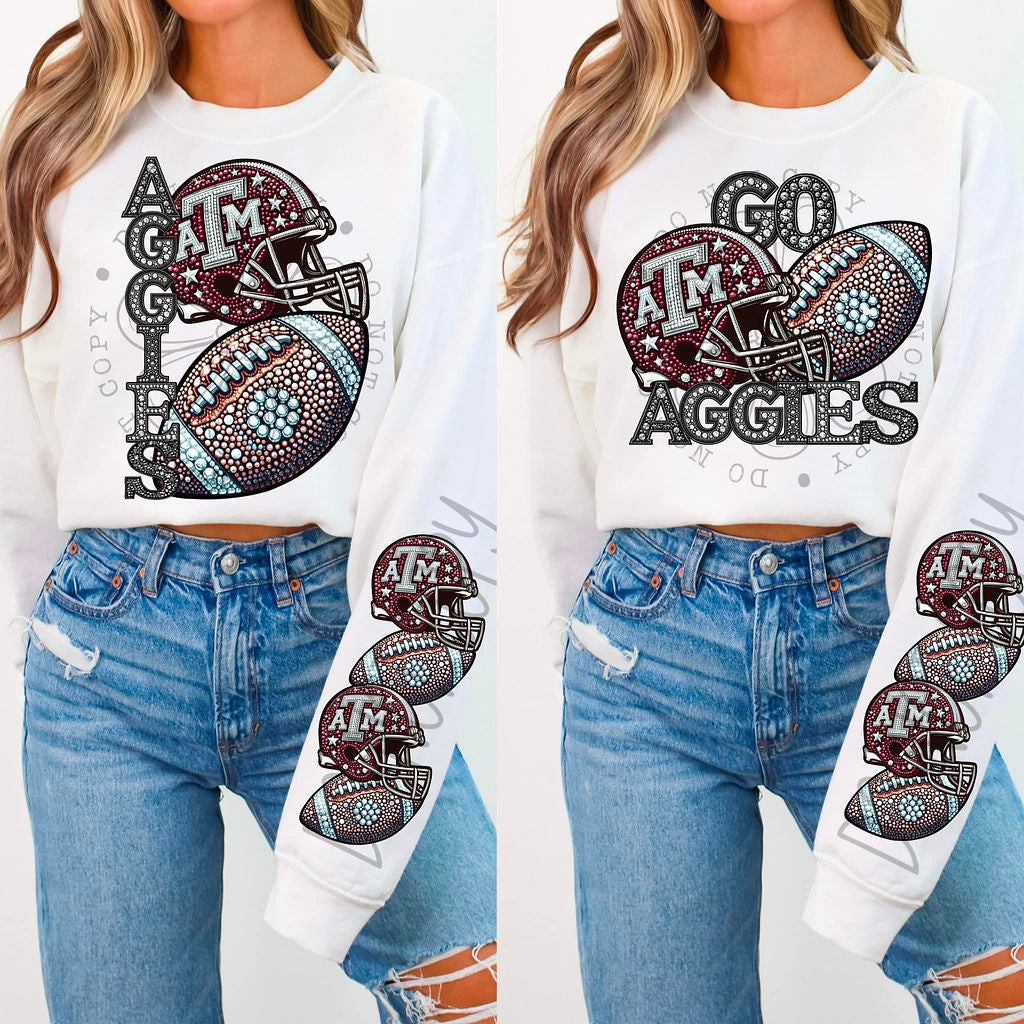 Aggies Rhinestone Football