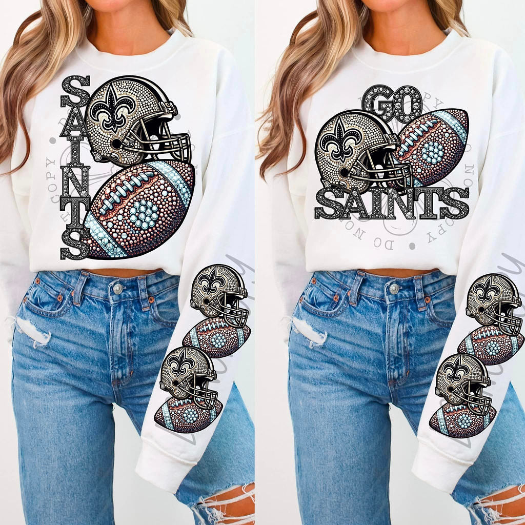 Saints Rhinestone Football