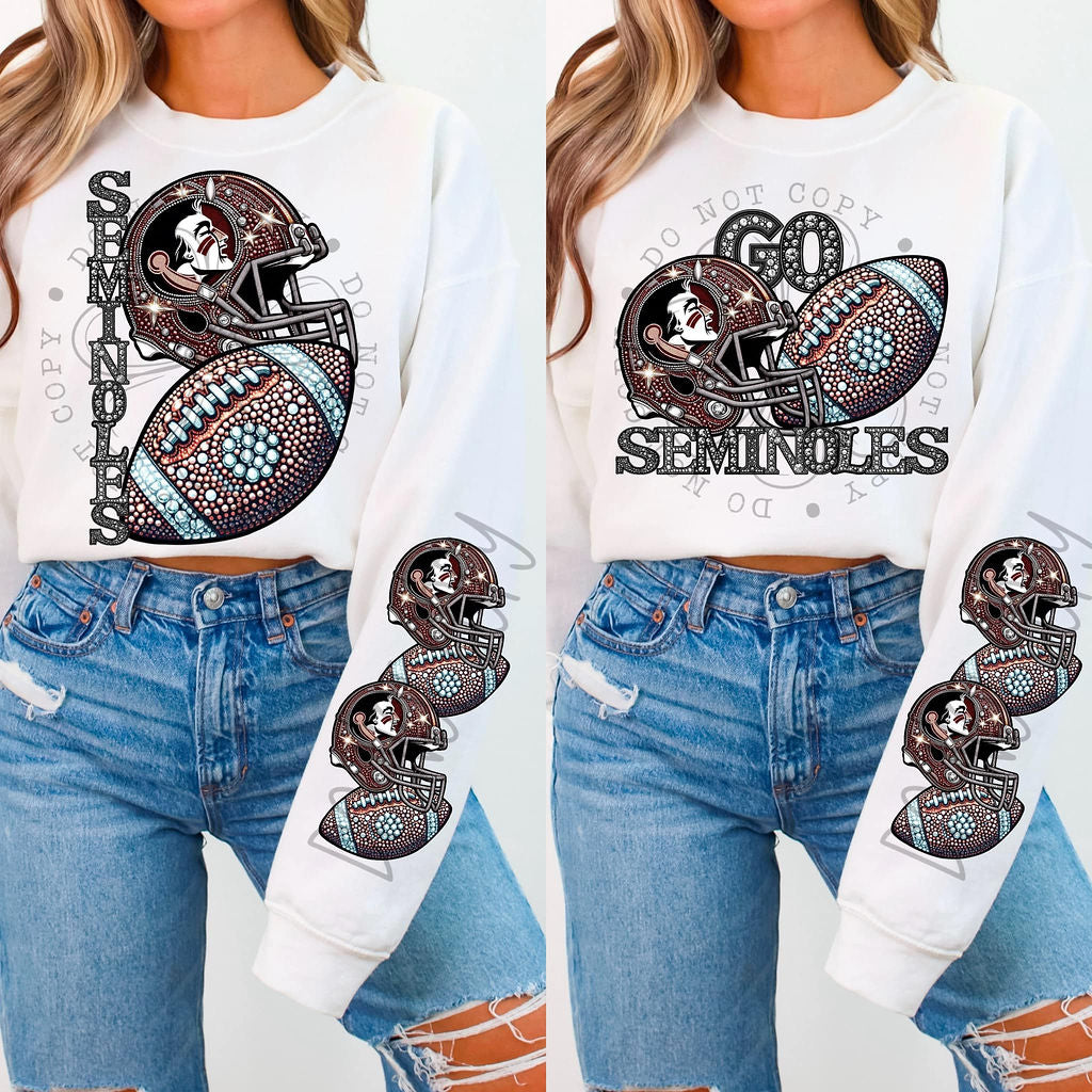 Seminoles Rhinestone Football