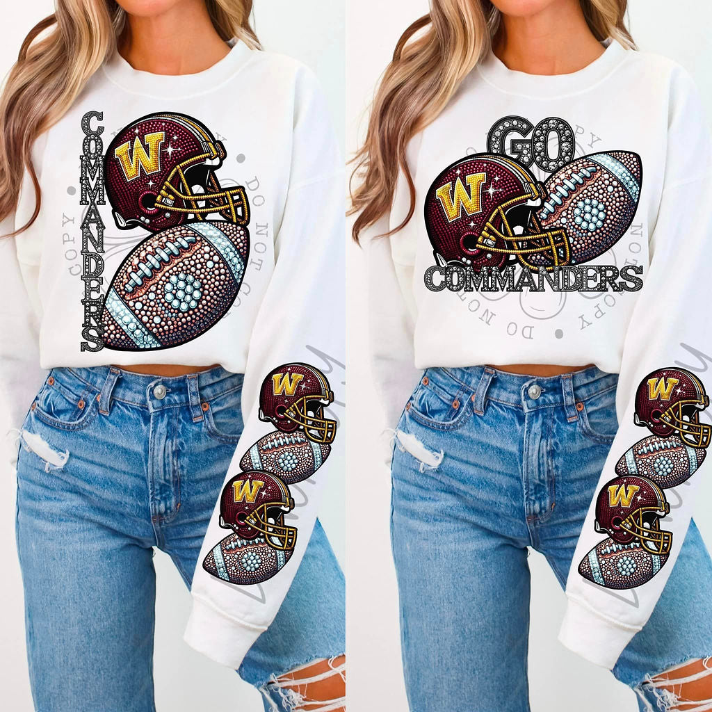 Commanders Rhinestone Football