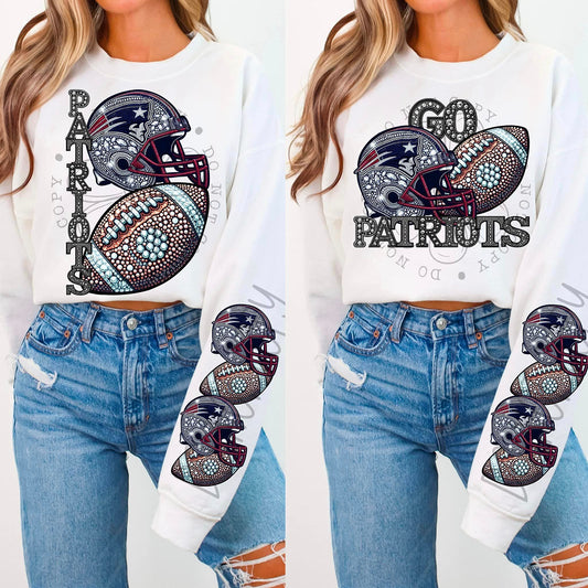 Patriots Rhinestone Football