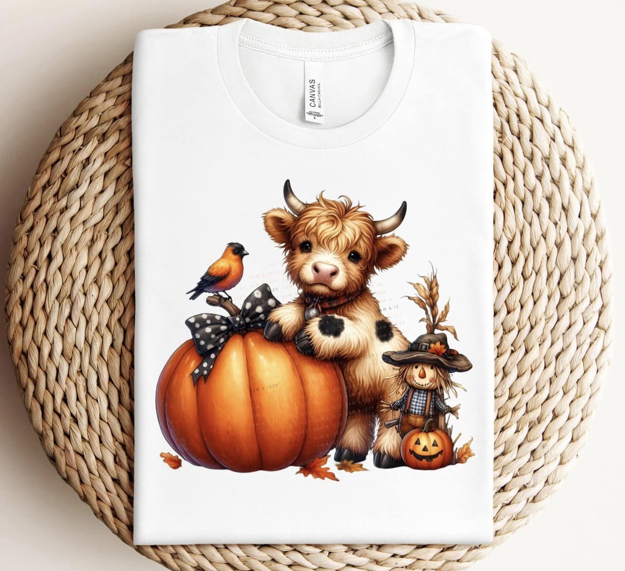 Halloween cow pumpkin with bird