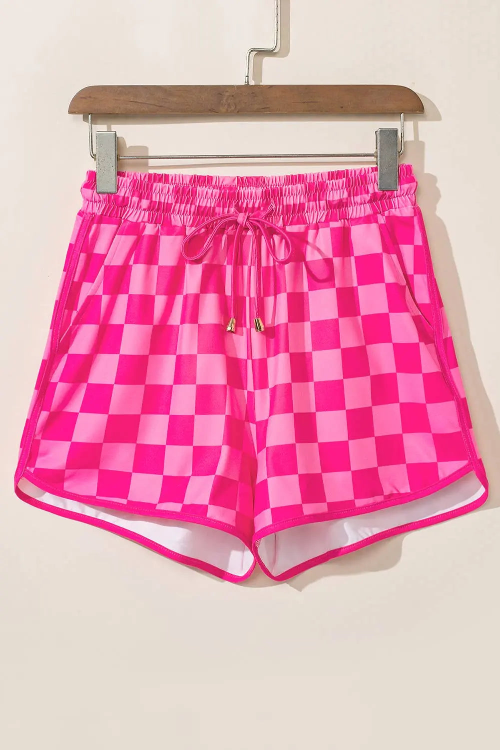 Checkered Drawstring Elastic Waist Casual Shorts - Branded By Barta