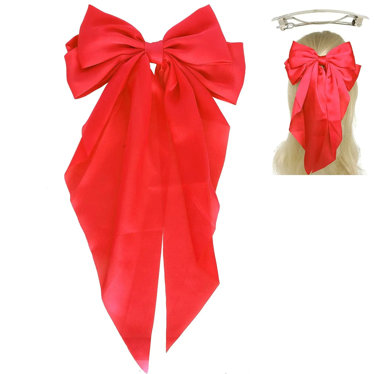 Fashion Fabric Bow Ribbon Barrette Hair Clip SP Sophia Collection