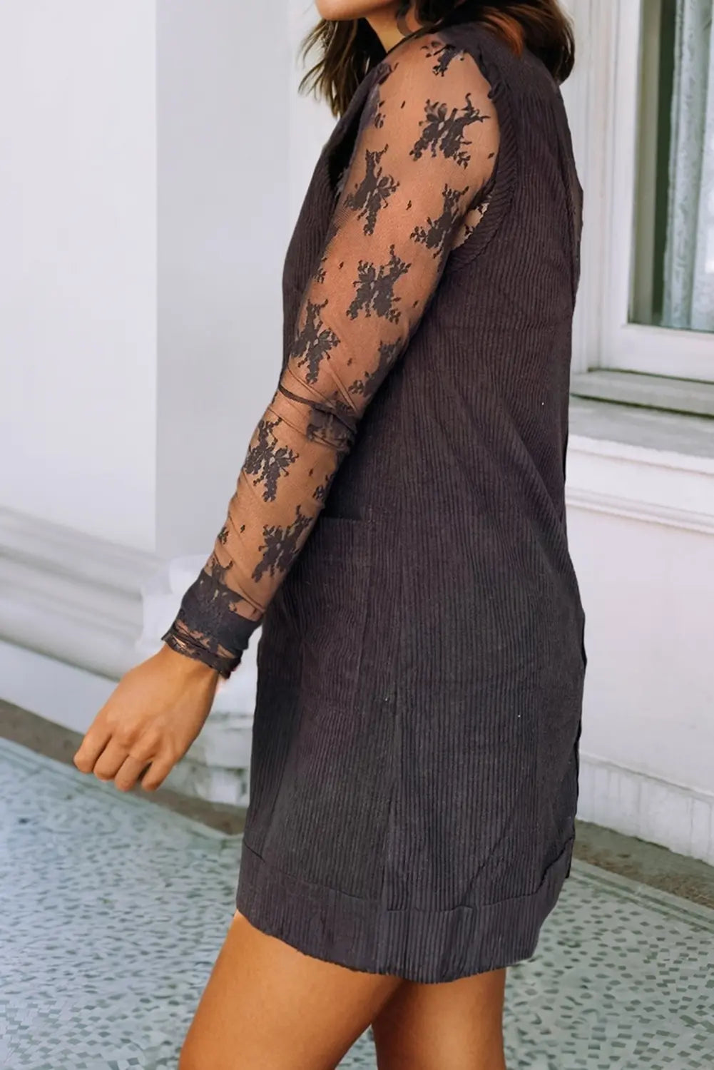 LDC Corduroy Sleeveless Patched Pockets Mini Dress Little Daisy Closet