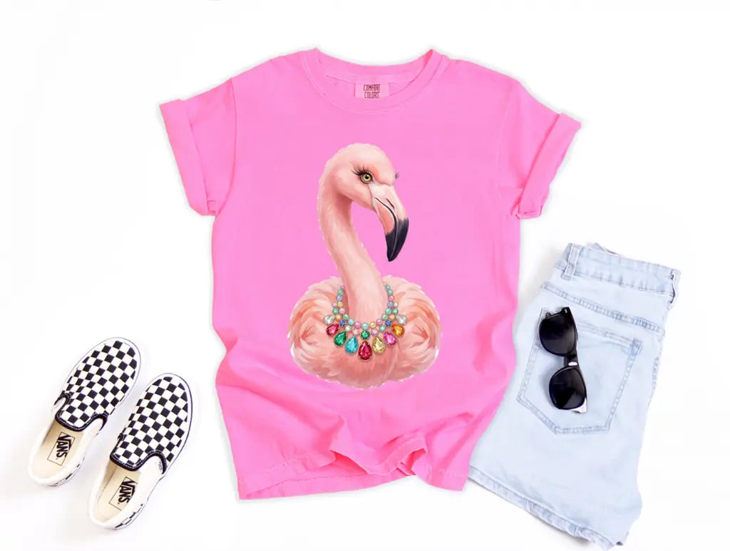 Pink Flamingo With Jewel Necklace brandedbybarta