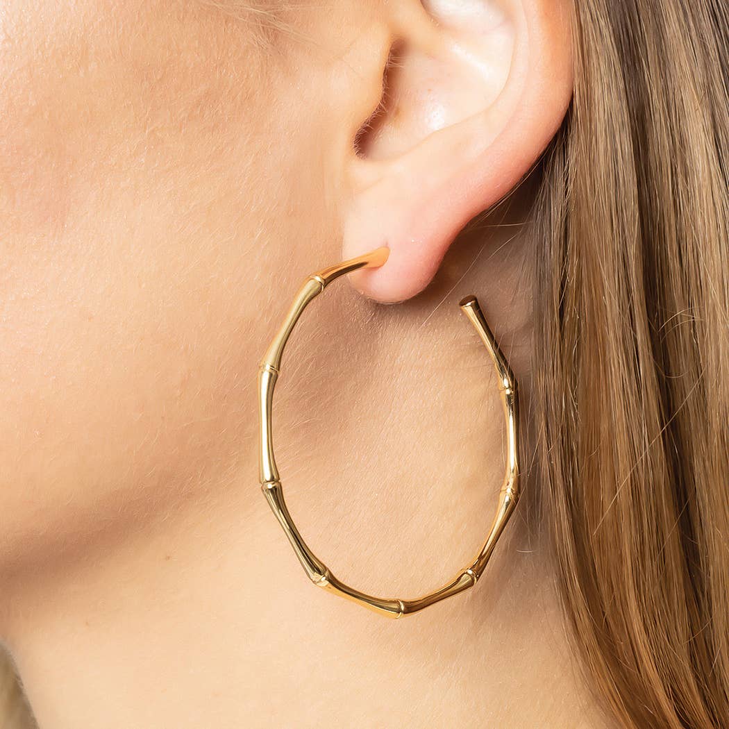 14K Gold-Dipped Textured Hoop Post Earring