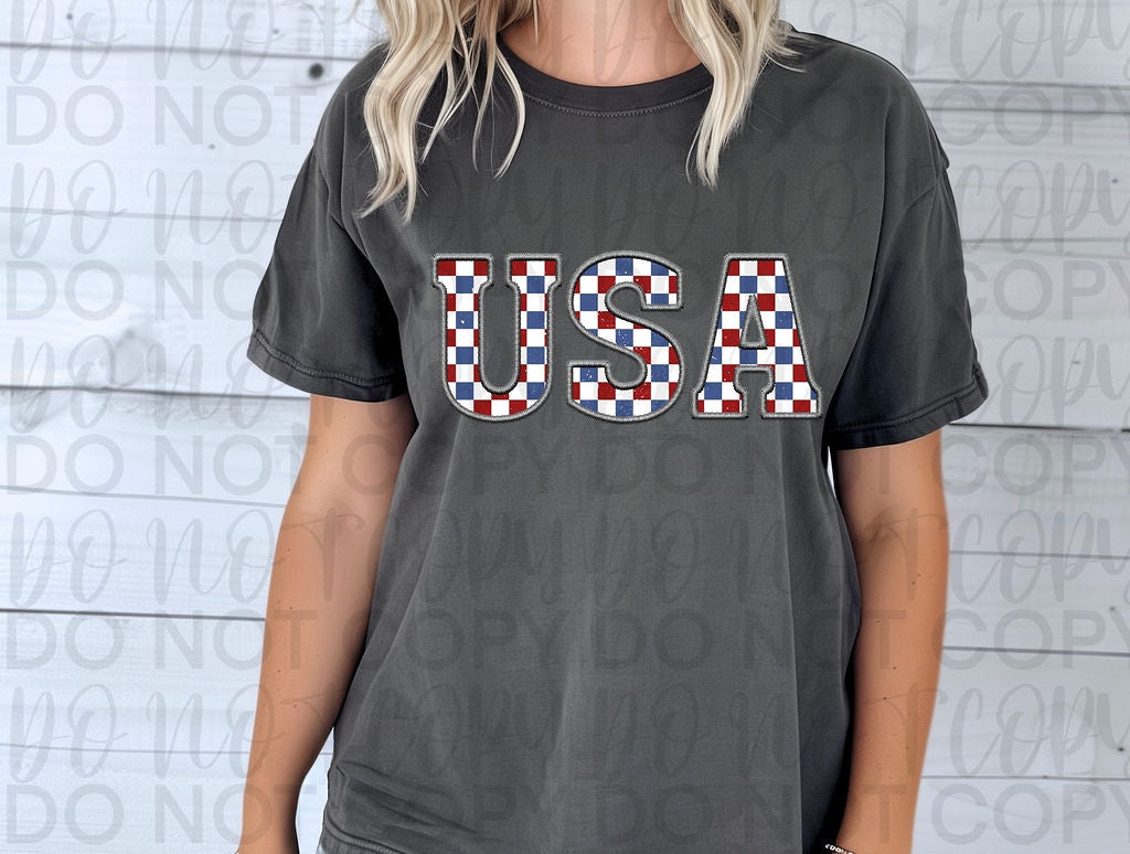 Red White Blue USA Checkered