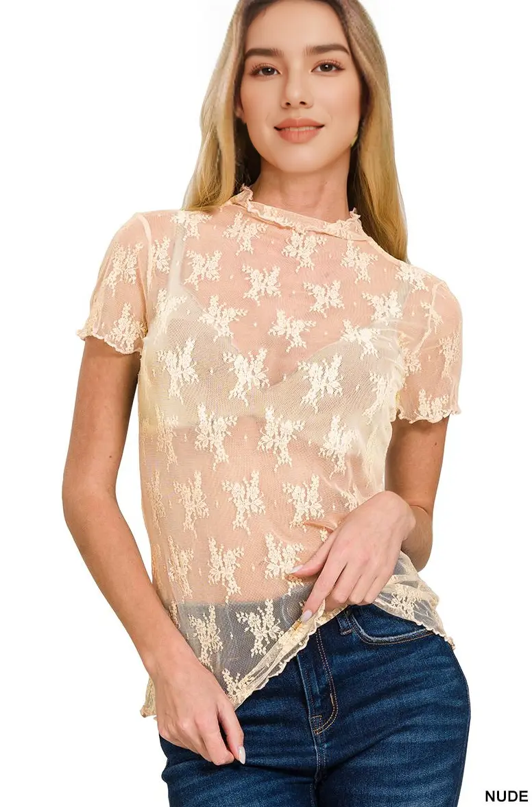 Lace See Through Layering Top As shown 42POPS