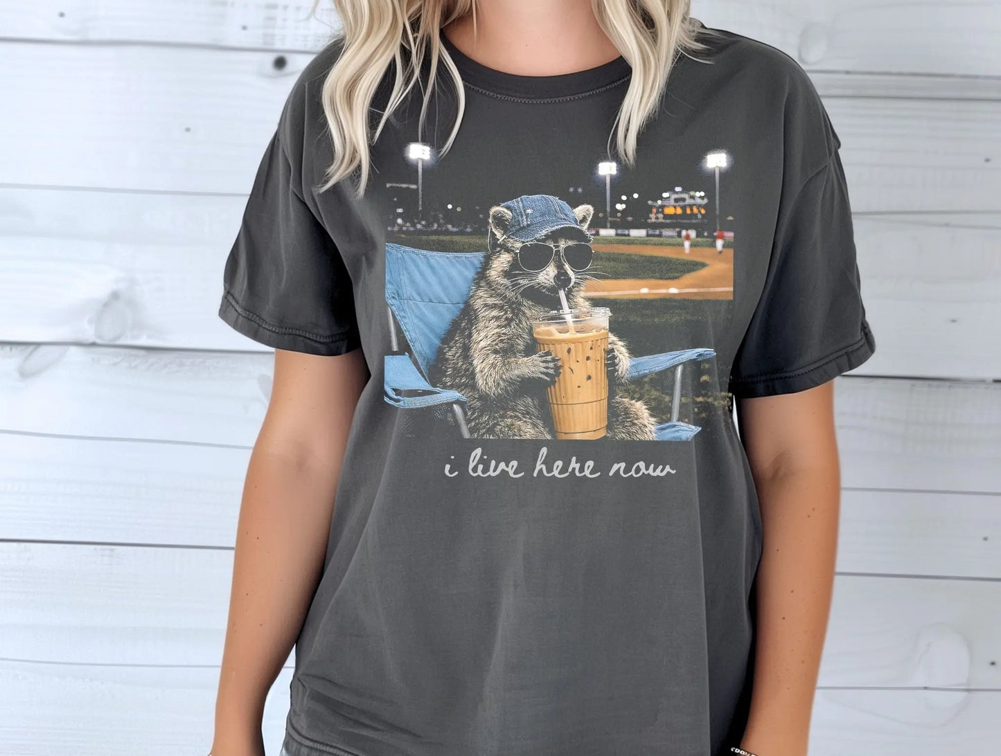 Raccoon I live here sports brandedbybarta