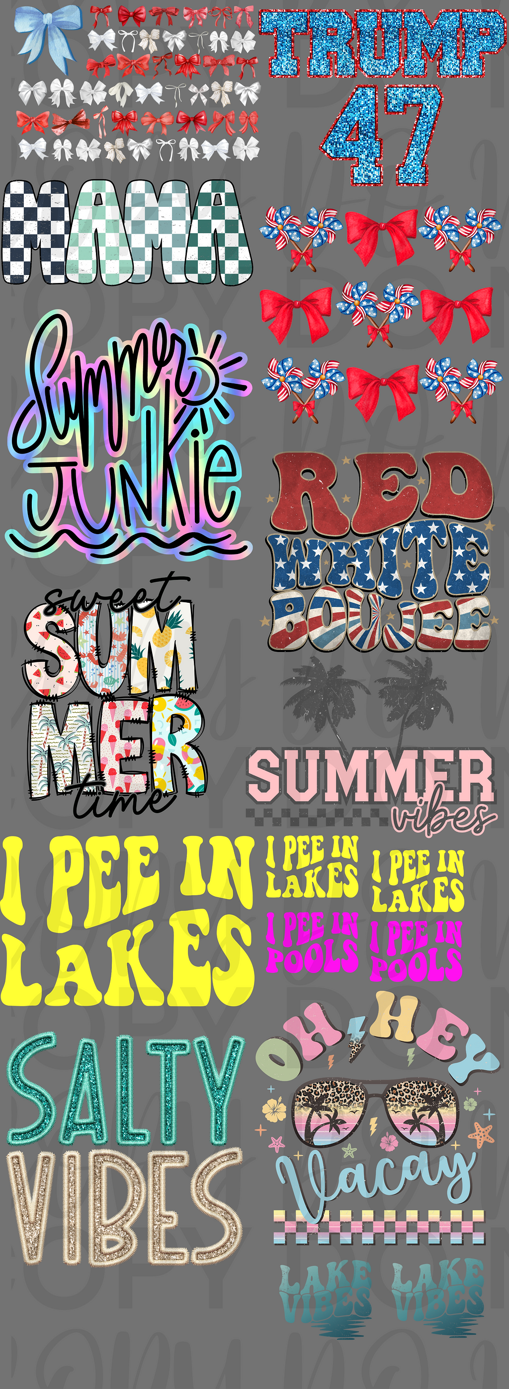 Random Pre Made Gang Sheet (Summer, RWB, Lake, Beach)