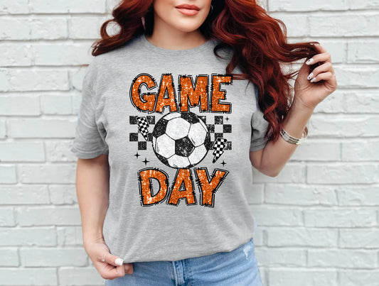 Faux Orange Glitter Game Day Soccer brandedbybarta