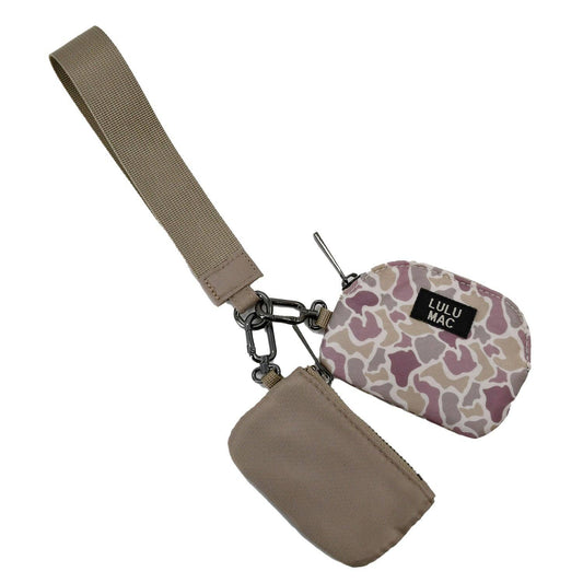 DP-8162 Camo/Beige Lulu Mac Double Pouch Wristlets Girlie Girl Originals