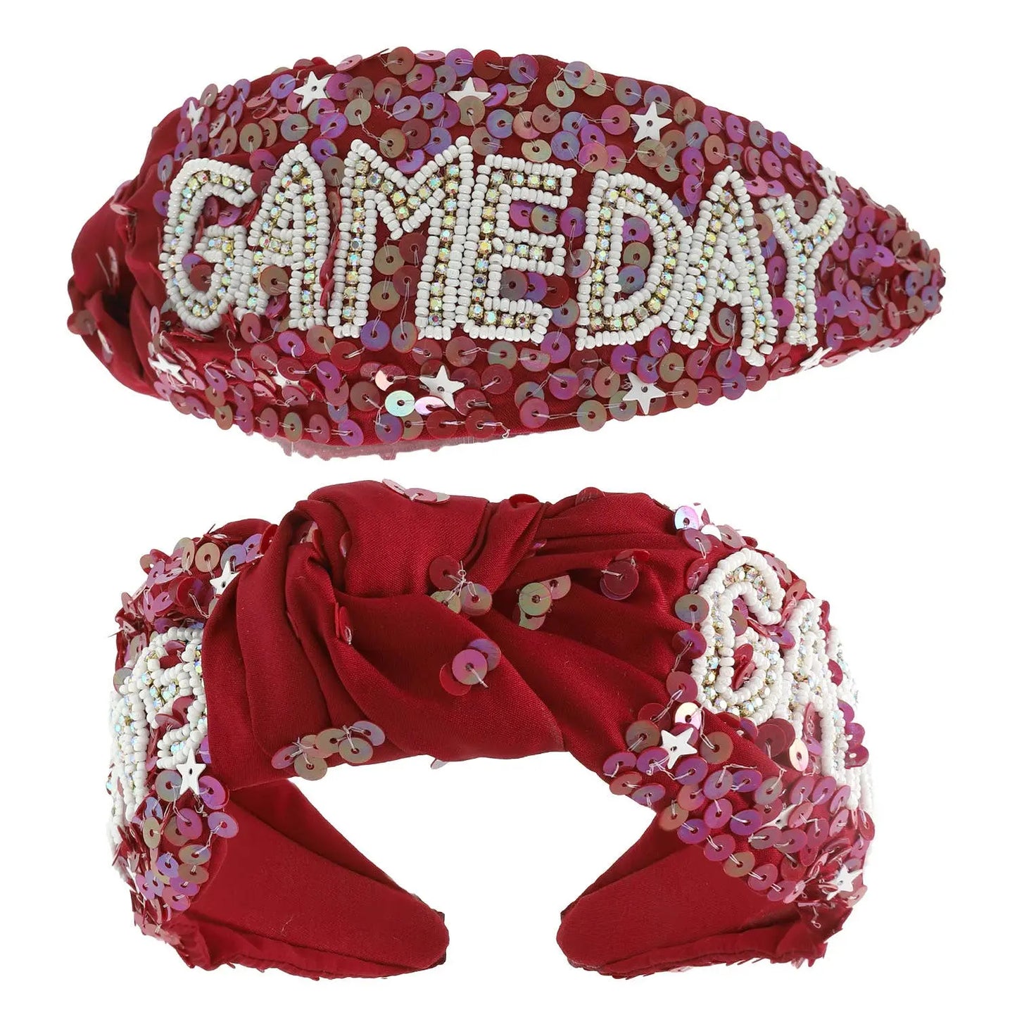 Game Day Top Knotted Jeweled Beaded Headband SP Sophia Collection