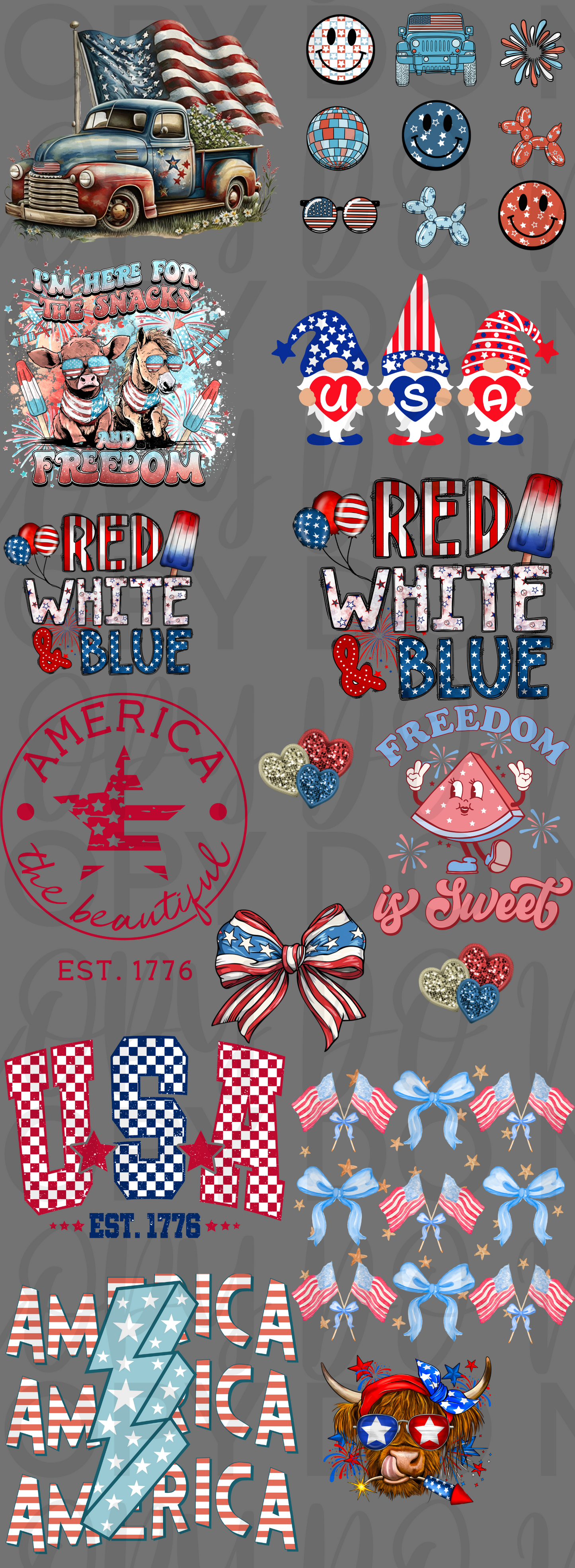 4th Of July Pre Made Gang Sheet